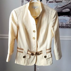 Cream/taupe/brown pin stripe blazer jacket, size M